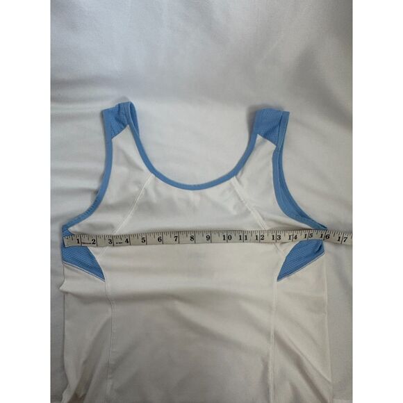Prince White Tank Blue Trim Size M Workout Top Classy Tennis Gym Workout - Picture 9 of 10